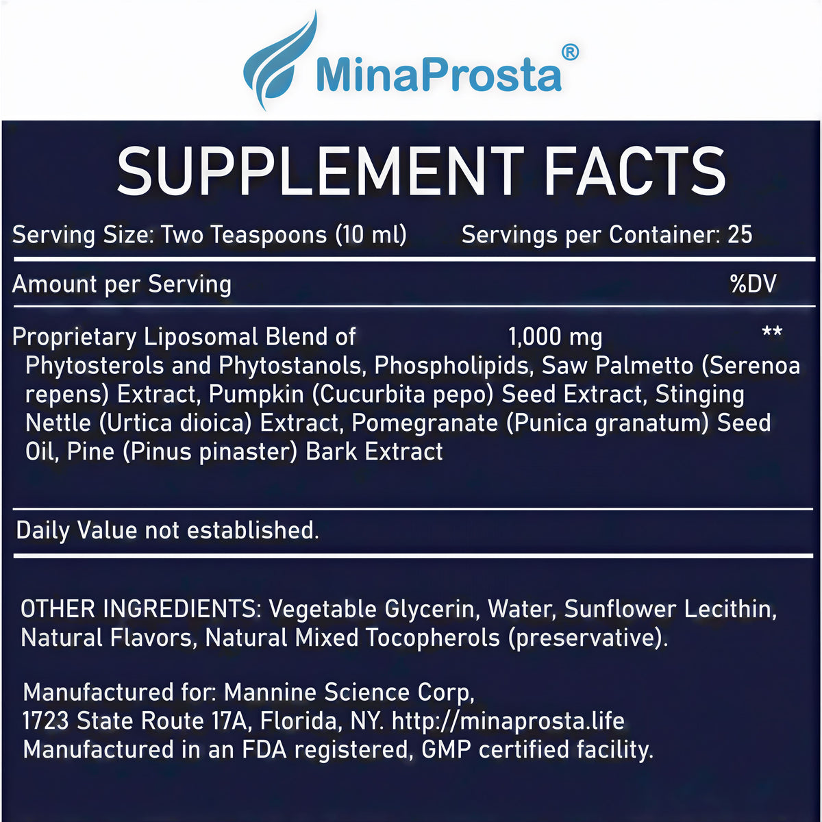 MinaProsta® Prostate Care Liposomes | 500 ML | Ultrasomal® High-Absorption Formula
